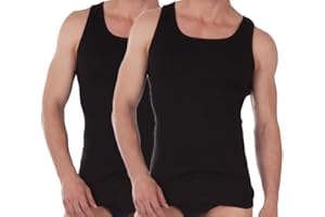 BestSale247 Podkoszulki męskie, tank top, 2 sztuki, z drobnym prążkowaniem, bez szwów