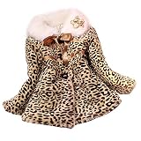 OverDose Damen Sweatblazer Coat Windbreaker Girls Princess Party Formal Faux Fur Leopard Coat Girls Warm Jacket Snowsuit Clothing Outerwear （Mehrfarbig，5-6Y）