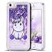 Produktbild iPhone 5 Hülle Clear Transparent Weich TPU iPhone SE Hülle süße Lila Einhorn Flüssig Treibsand Handyhülle Glitzer Fließend Flüssigkeit Silikon Schale Durchsichtige Schutzhülle für Apple iPhone 5 / 5S / SE E-Lush Handy Hülle Kratzfest Stoßdämpfend Schutzhülle Case