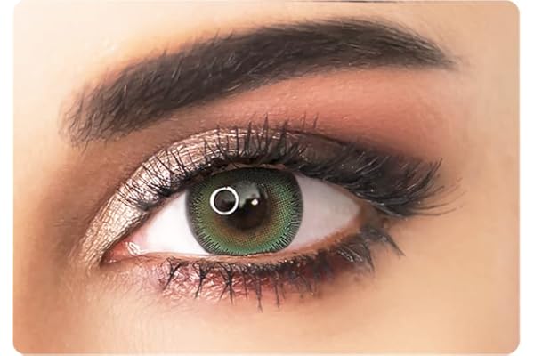 ADORE - Lentilles de Contact Couleur Jaunes JOUR - Lentilles Couleur Sans Correction - Yeux Clairs et Foncés (VERT/ 1 PAIRE)