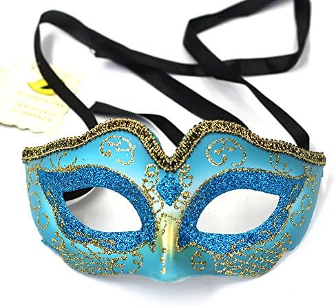 Lenhart Venetian Mask, Coxeer Princess Dance Mask Metal Butterfly Mask for Halloween Masquerade Mask for Halloween (Blue)