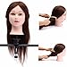 LuckyFine 20 inch 100% Real Long Brown Human Hair Hairdressing Practice Training Head Mannequin + Adjustable Holder