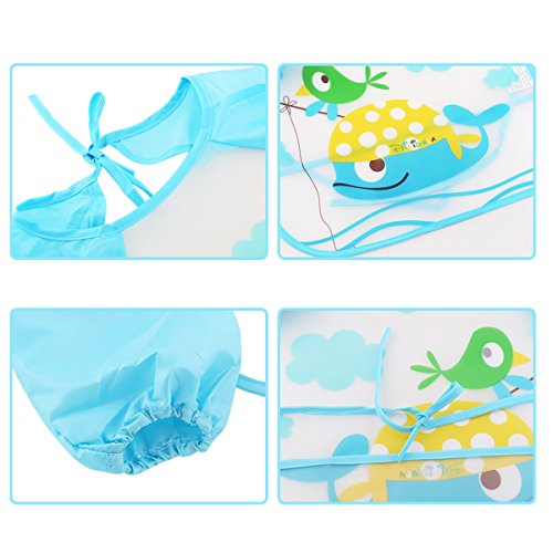 URAQT Unisex Baby Wasserdicht Lätzchen mit Ärmeln Essen und Play Smock Kleinkinder, Schürze PEVA mit Tier - 3
