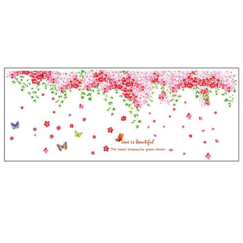 Preisvergleich Produktbild Pingxia Kirschbaum Blüte Wandtattoo Schmetterlinge Wandaufkleber Abnehmbare Wandsticker für Kinderzimmer Schlafzimmer Wohnzimmer
