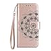 Produktbild Motorola Moto G5 Hülle,Surakey Motorola Moto G5 Tasche Leder Flip Case Brieftasche Etui Schutzhülle,Henna Mandala Blumen Muster PU Leder Flip Hülle Handytasche für Motorola Moto G5, Rose Gold
