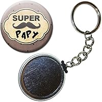 Cadeau SUPER PAPY PAPI PORTE CLÉS CHAÎNETTE 38mm