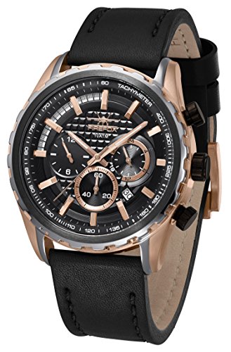 FIREFOX FFS295-110 Dual Time VD33 Herrenuhr Edelstahl rosevergoldet Armbanduhr 10 ATM wasserdicht zweite Zeitzone Lederarmband mit Dornschliee Zifferblatt schwarz rosegold FIREFOX FFS295-110 Dual Time VD33 Herrenuhr Edelstahl rosevergoldet Armbanduhr 10 ATM wasserdicht zweite Zeitzone Lederarmband mit Dornschliee Zifferblatt schwarz rosegold