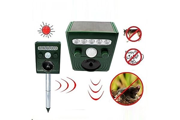 Répulsif à Ultrasons Pest Repeller Solaire/Ultrasonique pour Animaux Chat,Chien,Renard