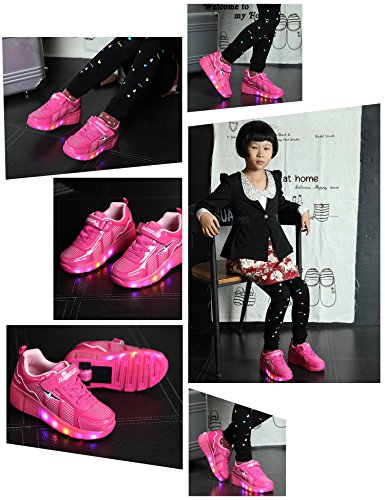 Mr.Ang Skateboard Schuhe mit LED 7 Farbe Farbwechsel Lichter blinken Räder SchuheTurnschuhe Jungen und Mädchen Flügel-Art Rollen Verstellbare neutral Kuli Rollschuh Schuhe - 3