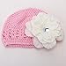 Generic 2pcs Crochet Handmade Beanie Cap Hat Rose Flower Hairclip Headwear Pink + Creamy RS.230.00