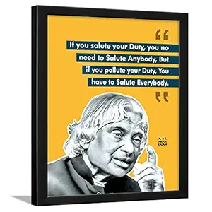 Chaka Chaundh - Abdul Kalam Motivational Quotes Frames for Wall - Apj Abdul Kalam Photo Frame  Abdul Kalam Quotes Wall Poster - (13.5 x 10.6 inches) (Duty - Kalam - Yellow)