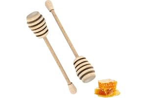 PARENCE.- Set di 2 cucchiai per miele in legno - 17,5 cm - Frullatori per miele pratici e versatili - Naturale, 2 pezzi