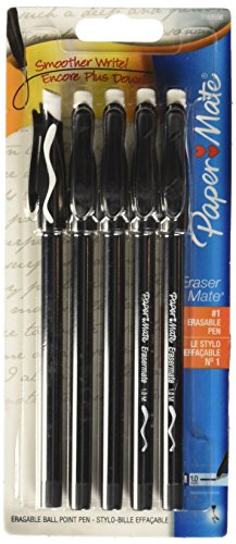 DYMO Eraser Mate M Black 5pcs - Ballpoint Pens (Black, Plastic, 1 mm, Medium, 5 Pieces)