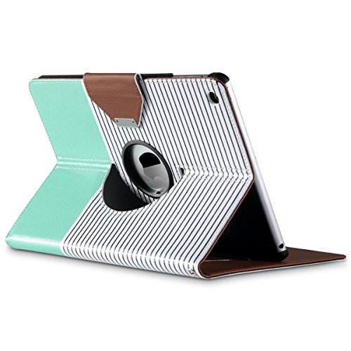 iPad Air Hülle, ULAK iPad 5 Hülle 360 Grad Rotierend Stand Smart Cover Case Schutzhülle Tasche Etui mit Auto Schlaf / Wach Funktion für Apple iPad Air/iPad 5 (Minimal Mint Stripes) - 4