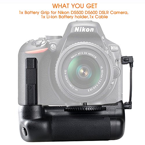 SAMTIAN BG-2T Batterie Grip Poign  e d alimentation pour Nikon D5500 Batterie EN-EL14A pour Alimentation Vertical Compatible pour remplacement pour appareil photo DSLR   C  ble d  clencheur