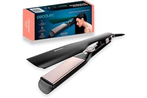 Cecotec Plancha de Pelo Bamba RitualCare Sphere Max, Revestimiento de cerámica, 45 mm de ancho, Pantalla LED, MultiStyle, Placas flotantes 3D, Cable giratorio de 1,8 m, 140-220ºC, Bloqueo de placas