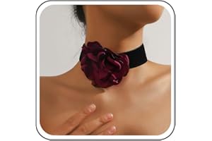 Inateannal Collana girocollo in velluto nero Collana girocollo con fiore nero e rosa Collana con rosa 3D Collana con fiore grande in velluto Collana con colletto in pelle scamosciata di velluto