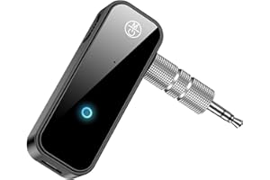 AREVERA HAL 5.0 Bluetooth Receiver for Car, Mini Wireless Car Bluetooth Aux Adapter, 3.5mm Car Aux-in Jack Receiver Bluetooth Audio Receiver for Home Stereo, Car, PC, Headphones, Hands-free Calls, Plug & Play