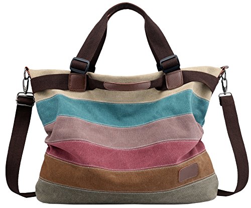 Borsa A Mano Donna Stile Retro - Tote Bag In Nylon Con Tracolla Regolabile, Multicolore