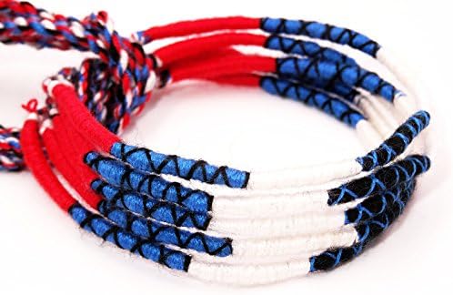 Set of 5 Macramé Friendship Bracelets Bresiliens Lucky Charm Friendship Colourful Cotton Blue White Red Black