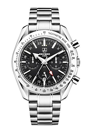 Preisvergleich Produktbild SEKARO Herren-Armbanduhr,Leuchtende Nacht Wasserdicht Edelstahl Multifunktions-mechanische Uhren Uhr