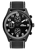 s.Oliver Time Herren Chronograph Quarz Uhr mit Leder Armband SO-3339-LC