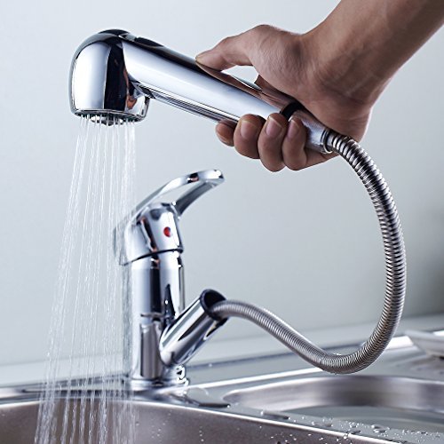 Auralum® Elegant Hochdruck Einhebel Spültischarmatur mit herausziehbarer Geschirrbrause Küche Chrom Armatur Mischbatterie Einhandhebelmischer Wasserhahn