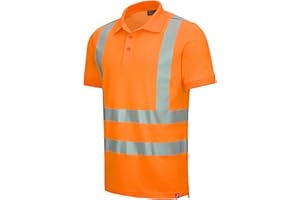 Nitras Motion Tex Viz Warnschutz-Hemd - kurzärmliges Polo-Shirt in Warnfarbe - mit Reflex-Streifen