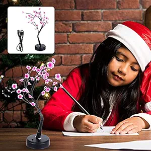 PIKFOS Cherry Blossom Bonsai Light Decorative LED Tree Light ?Battery and USB Plug Operated Flower Tabletop Lighted Tree Table Lamp Modern Home Decor,Lit Tree Centerpieces Indoor Decor
