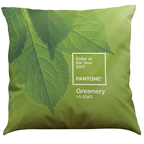 MStar 4 Stück Frühling Grünzeit gedruckt Muster Kissenbezug 45X45cm Leinen-Baumwoll atmungsaktiv Kissenhülle Kopfkissenbezug - 2