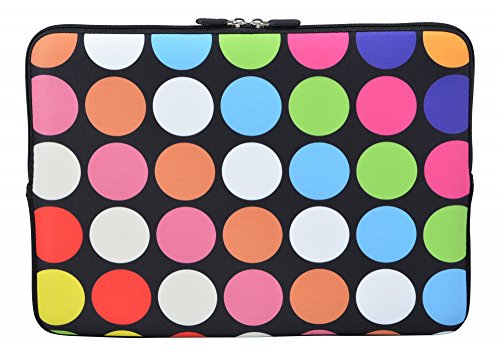 MySleeveDesign Laptoptasche Notebooktasche Sleeve für 10,2 Zoll / 11,6 - 12,1 Zoll / 13,3 Zoll / 14 Zoll / 15,6 Zoll / 17,3 Zoll - Neopren Schutzhülle mit VERSCH. DESIGNS - Points Black [15]