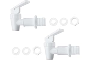 TUKEVA 2 Stück Abfüllhahn für Bierkübel aus Kunststoff Wasserhahn für Eimer zu Hause, Wasserhahn, Fass, Getränkespender, für Gäreimer Homebrew, Herstellung von Wein, Bier (Weiß, 18 mm)