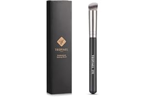 TEOYALL abgewinkelt flach Concealer Pinsel, Dense Synthetic Contour Pinsel für Bronzer Flüssigkeit Stiftung Creme Puder Blending Buffing Stippling Pinsel