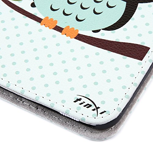 tinxi® Für Samsung Tab 3 7.0 Lite Case, Kunstleder Tasche für Samsung Galaxy Tab 3 7.0 Lite T110 T111 T113 T116 7 Zoll (17,78 cm) Tasche PC Tablet Schutzhülle Folio Hülle Etui Flipcase Cover Case hellgrüne Eule Owl (NICHT FÜR Tab 3 7.0 T210 T211 geeignet) - 7