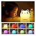 Produktbild Baby Kinder Nachtlicht, Juleya Nette Weiche Silikon Katze Muticolour Lampe USB Rechargable Sensitive Tap Control Atmosphäre Lichter für Baby Kinderzimmer Cat