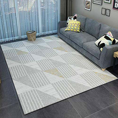 Preisvergleich Produktbild SEEKSUNG Grey Area Teppiche, Dickes Rutschfestes Schlafzimmer Voller Teppich, Antistatisch, Keine Kugel, Keine Verblassen Teppichmatte, Haus Wohnzimmer Geometrischen Bereich Teppich,L