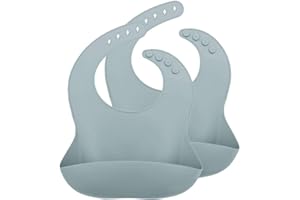 Sodatch Silicone Baby Bibs - Pack of 2, Waterproof, BPA-Free, and Crumb Catcher for Babies and Toddlers - Super Soft and Easy to Clean