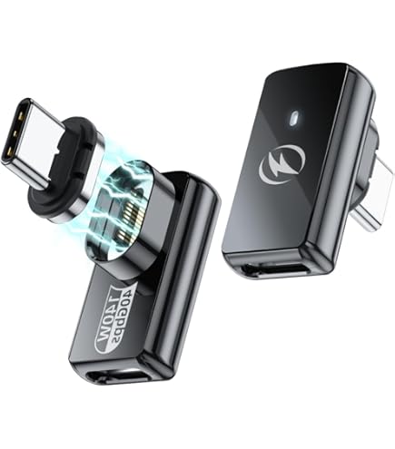 AUFU USB C magnetische oplaadkabel 60 W (1 m 2 m) 9-pins magnetische snellaadkabel 20 V/3 A magnetische oplaadkabel 540 ° draaibare USB A/C naar USB C oplaadkabel magnetisch voor 15/15 Plus/15