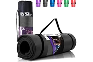 DSL DAILY SUPPLY LTD. DSL Yoga Mat, Thick Non Slip Exercise Mat - Gym Fitness Pilates Workout Mat for Women Men, 15mm Large 61 x 185cm - Black/Blue/Purple/Pink/Green/Red