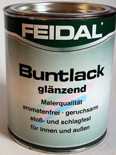 Feidal Alkydharzlack, Buntlack Samtcolor, auf Lösemittelbasis, für Innen und Außen, Schwarz / Tiefschwarz RAL 9005, glänzend, 0,75 L, Malerqualität