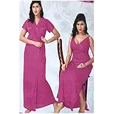 Indiatrendzs Women's Sexy Nighty Honeymoon Nightwear With Overcoat Pink 2pc Set