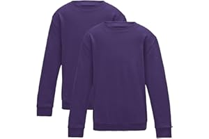 LISTERS SCHOOLWEAR (Pack of 2) Boys Girls School Jumper Round Neck Fleece Crew Neck Sweatshirt Uniform Ages 3-16 Years