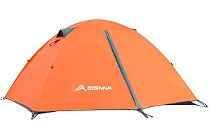 BISINNA 2 Man Camping Tent Waterproof Windproof Two Doors Lightweight Backpacking Tent Easy Setup Double Layer Outdoor Tent for Family Camping Hunting Hiking Mountaineering Travel