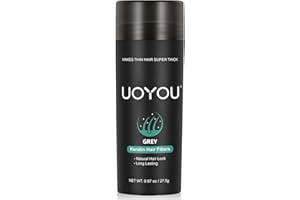 UOYOU GREY Hair Fibres for Thinning Hair 27.5g Bottle | Undetectable & Natural Keratin Hair Fibers Concealer for Hair Loss for Men and Women | Hair Building Fibres Powder [GREY]