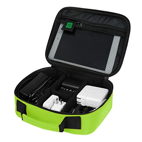 BAGSMART Tragbare Festplattentasche Elektronik Organizer für USB Kabel Akku Speicherkarten Grün