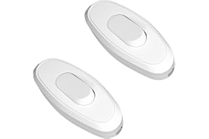 HITRENDS Inline switch 2-pole 6A 250V, cord intermediate switch with ON/OFF rocker, cord switch for 2-wire cable lamp switch, Inline light switch for bedroom lamp or small appliances, 2 Pack