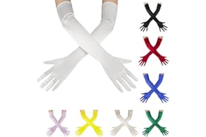 OWITER Long Elbow Gloves Bride Satin Gloves 1920s Opera Evening Party Dance Prom Gloves