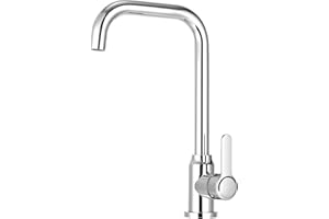 Yuxava Kran kuchenny, armatura kuchenna obracana o 360°, armatura kuchenna ze stali nierdzewnej, armatura zlewozmywakowa z zimną i ciepłą wodą, bateria mieszakowa w kształcie litery L, armatura