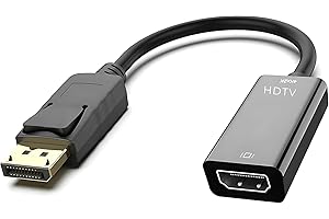 GENERIC 4K DisplayPort to HDMI Adapter| DP Male to HDMI Female - No-Latch Unidirectional DP Computer to Monitor Converter Cable 1080P Full HD Gold Plated for Laptop, Projector etc. (Black).