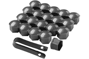 QitinDasen 20 Sztuk 19 mm Pokrywa Nakrętka Koła, Uniwersalny Osłona Śruby Piasty Samochodu, Sześciokątny Czapka Nakrętka Opony z Narzędzie do Usuwania (Szary)